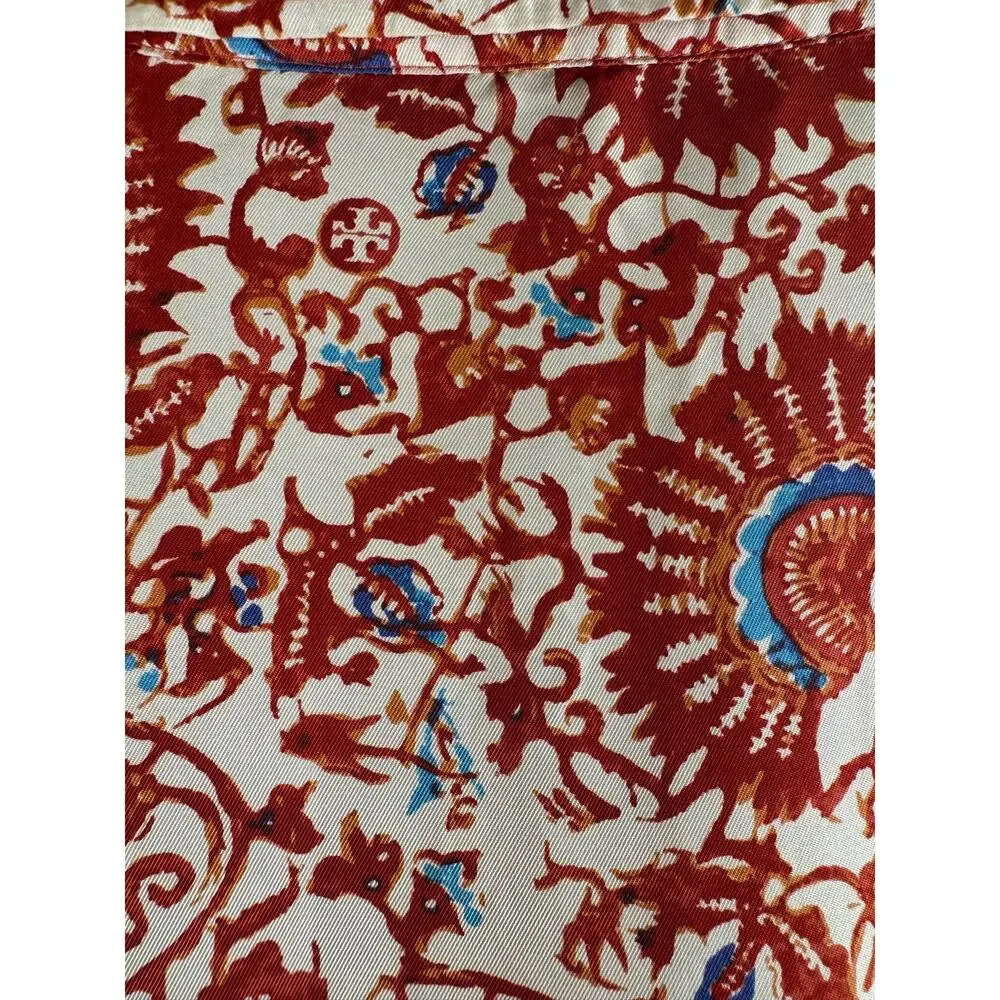 Tory Burch Madura Acai Floral Paisley Silk Twill Blouse Size 6